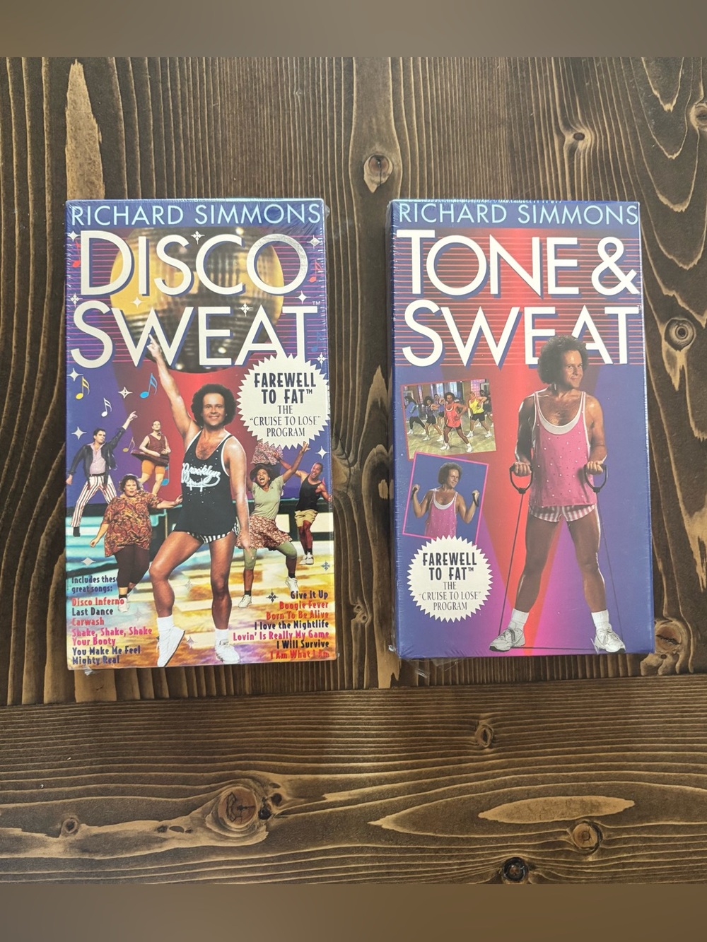 Richard Simmons Disco Sweat & Tone & Sweat VHS Set - Purple and Pink